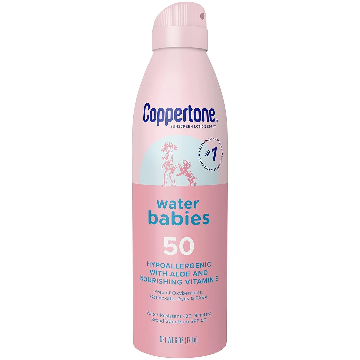 Waterbabies Baby Sunscreen Spray SPF 50, Spray on Sunscreen for Babies, Water Resistant, Pediatrician Recommended, 6 Oz, Pack of 3