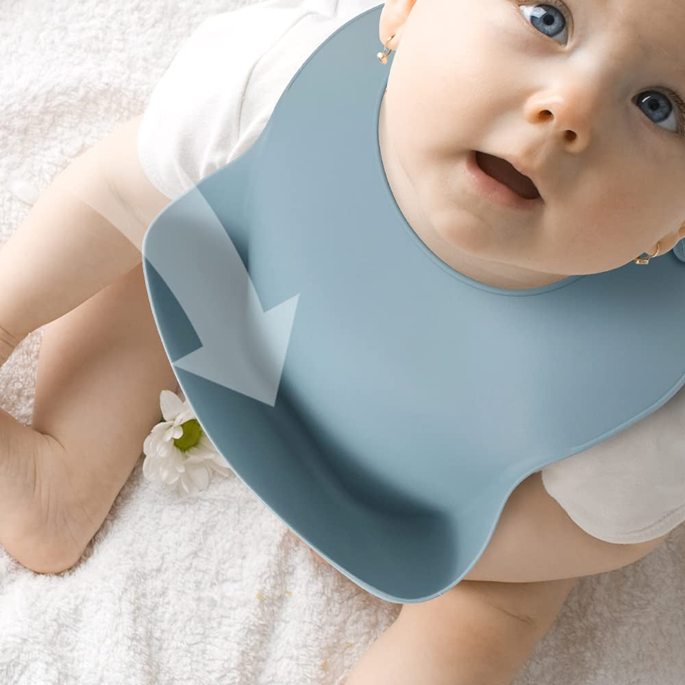Silicone Baby Bibs for Babies & Toddlers | Adjustable Silicone Bibs 2 Set