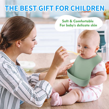 Silicone Baby Bibs for Babies & Toddlers | Adjustable Silicone Bibs 2 Set