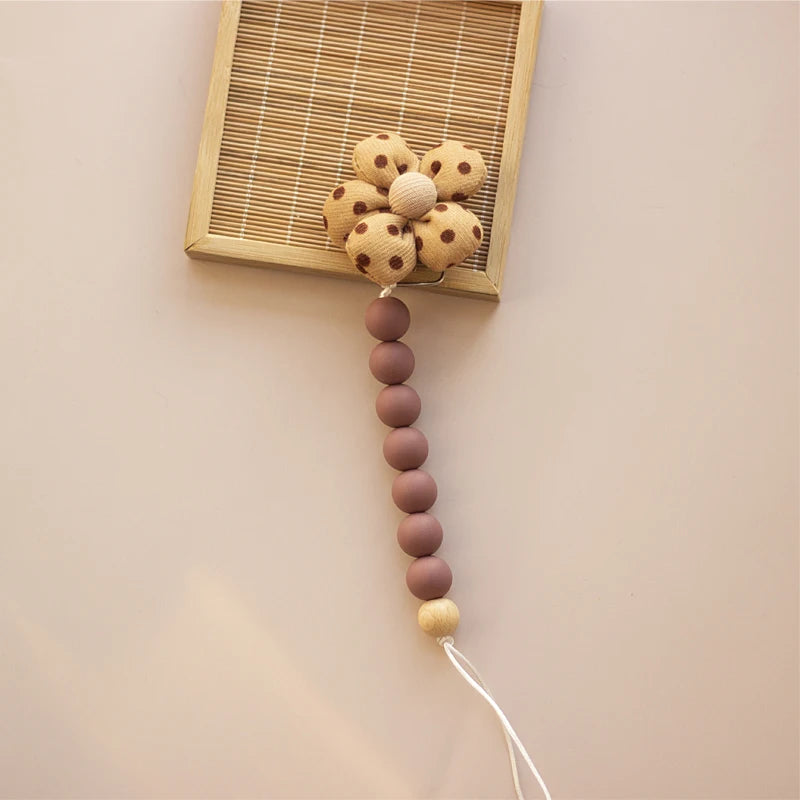 Baby Pacifier Holder Flower Silicone Dummy Clip Teether for Babies Pendant Newborn Stuff Gifts Babies Toys 0-6 Month Accessories