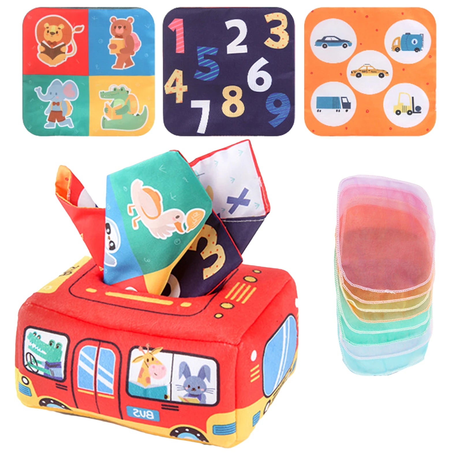 Baby Tissue Box Toy Soft Baby Sensory Toys STEM Toys Infant Toys for 1 Year Boys Girls Montessori Toys Newborn Toys Baby Gifts