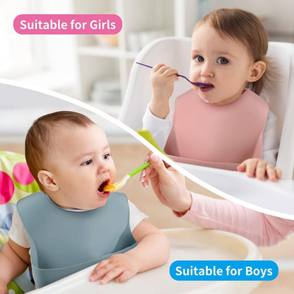 Silicone Baby Bibs for Babies & Toddlers | Adjustable Silicone Bibs 2 Set