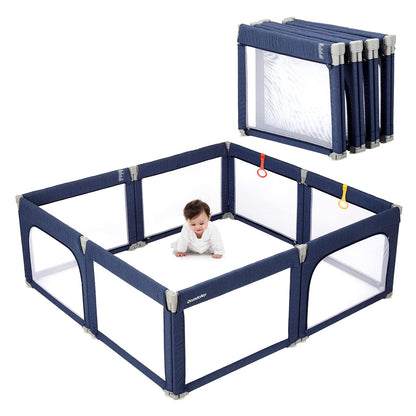 Doradotey Baby Playpen Foldable for Toddlers 1-3, Size and Shape Adjustable Enclosure, 8-Panels Detachable Gate 79X71 Large Indoor Playard, Easy Assembly and Clean, Safety Fence Play Area, Blue