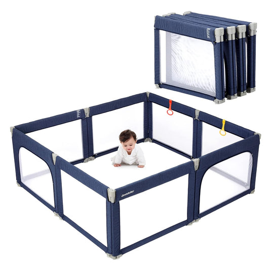 Doradotey Baby Playpen Foldable for Toddlers 1-3, Size and Shape Adjustable Enclosure, 8-Panels Detachable Gate 79X71 Large Indoor Playard, Easy Assembly and Clean, Safety Fence Play Area, Blue