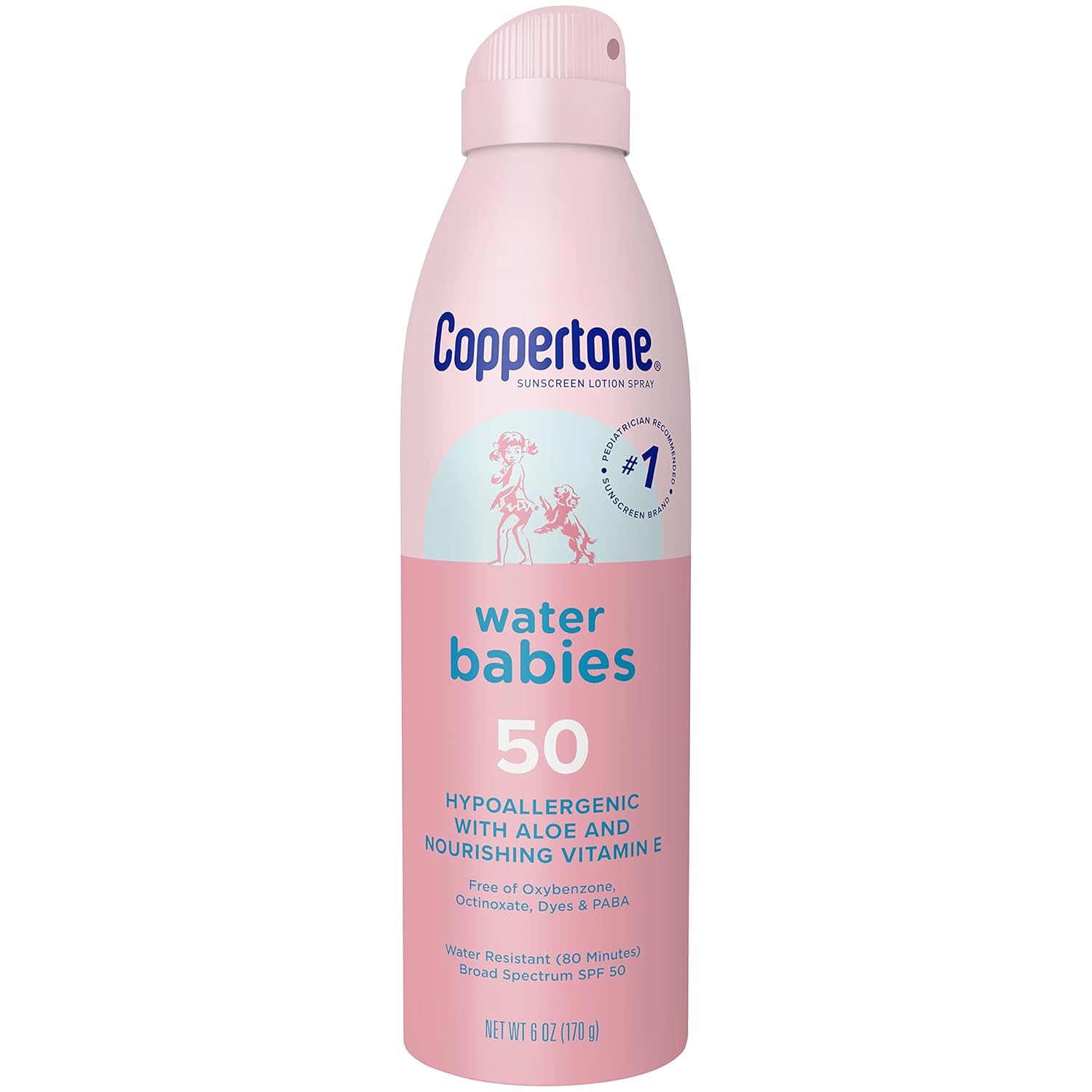 Waterbabies Baby Sunscreen Spray SPF 50, Spray on Sunscreen for Babies, Water Resistant, Pediatrician Recommended, 6 Oz, Pack of 3