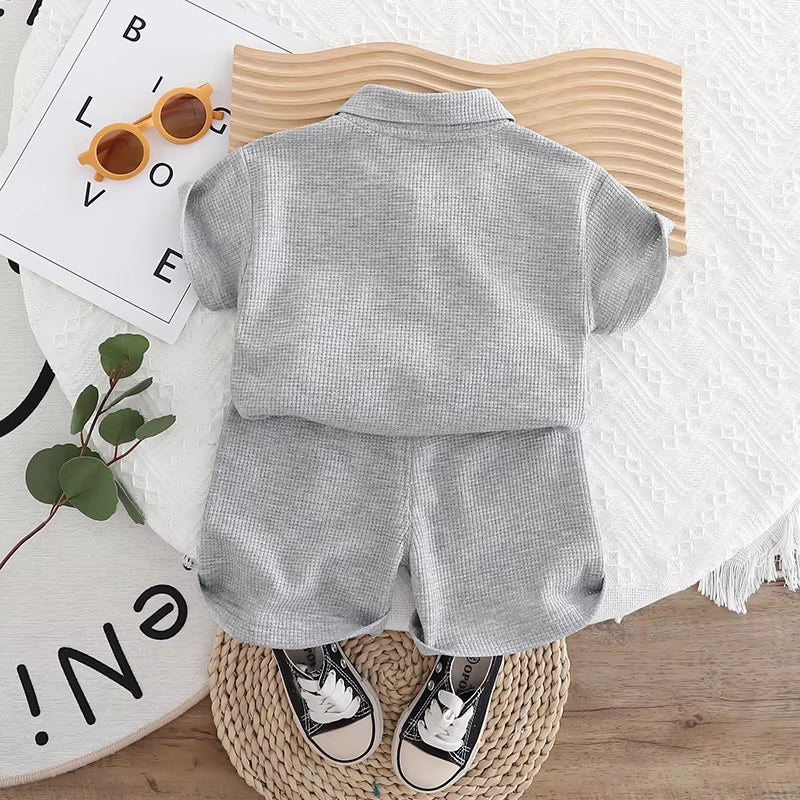 Boys' Set 0-5 Years Old Children'S Short Sleeved Polo Shirt Casual Shorts Two-Piece Set Comfortable Clothes for Boys' Babies