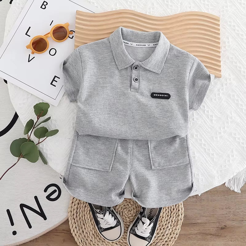 Boys' Set 0-5 Years Old Children'S Short Sleeved Polo Shirt Casual Shorts Two-Piece Set Comfortable Clothes for Boys' Babies