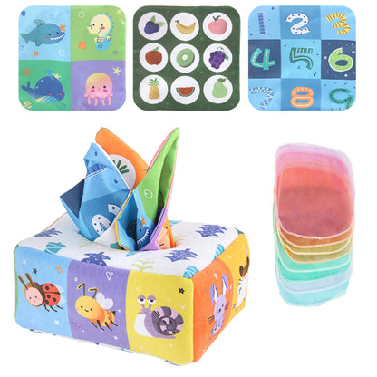 Baby Tissue Box Toy Soft Baby Sensory Toys STEM Toys Infant Toys for 1 Year Boys Girls Montessori Toys Newborn Toys Baby Gifts