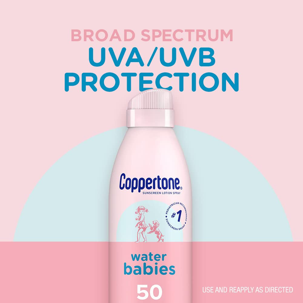 Waterbabies Baby Sunscreen Spray SPF 50, Spray on Sunscreen for Babies, Water Resistant, Pediatrician Recommended, 6 Oz, Pack of 3