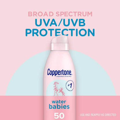 Waterbabies Baby Sunscreen Spray SPF 50, Spray on Sunscreen for Babies, Water Resistant, Pediatrician Recommended, 6 Oz, Pack of 3