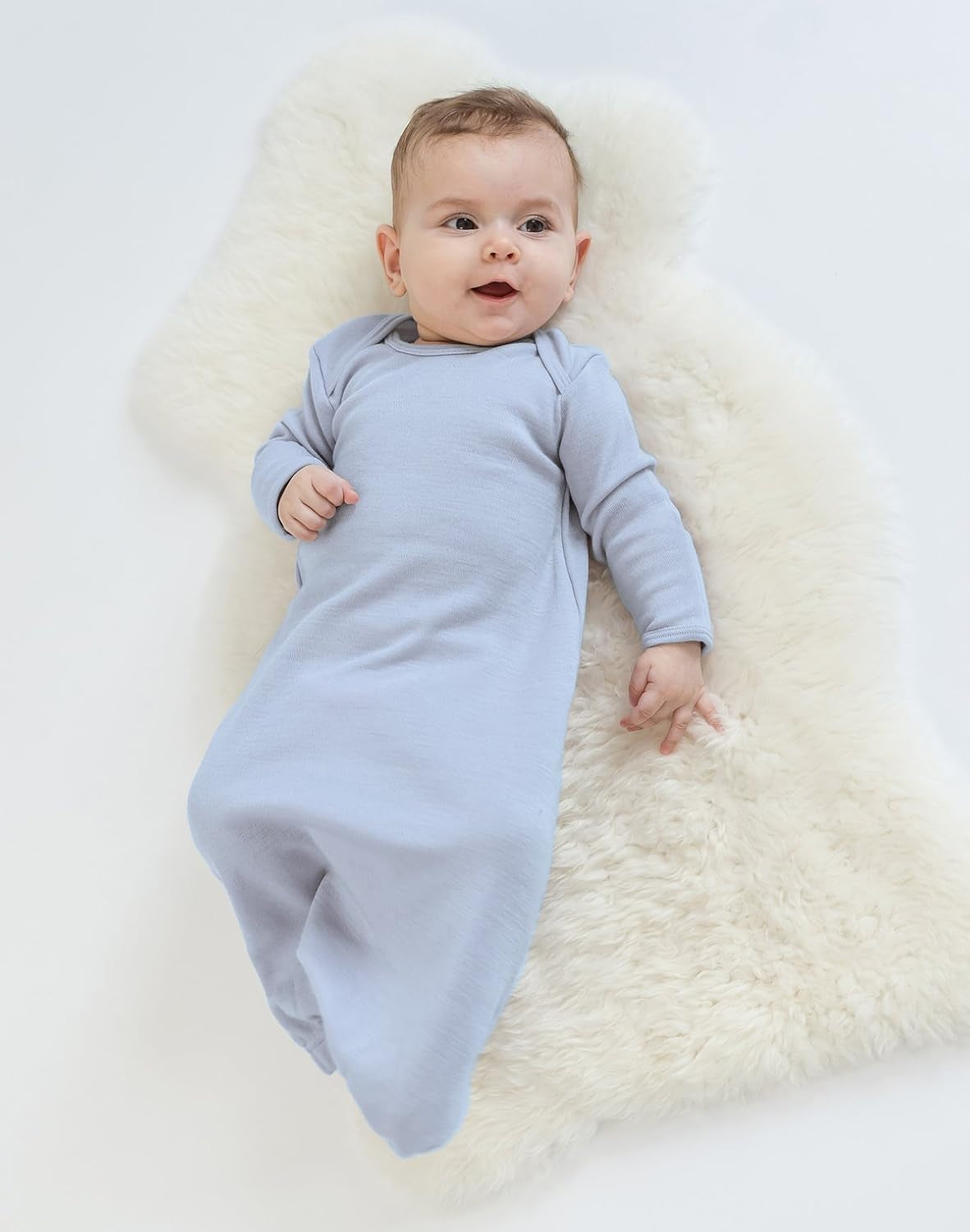 Infant Nightgown - 100% Superfine Merino Wool Baby Gowns - Newborn Sleeper Gown for Boy & Girl - 0-6 Months